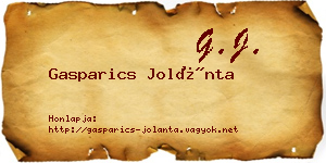 Gasparics Jolánta névjegykártya